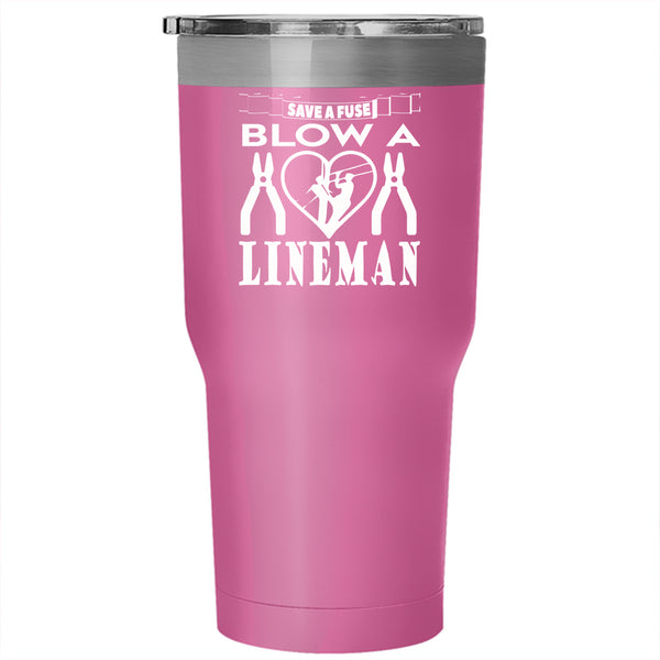 Lineman Tumbler 30 oz Stainless Steel, Cute Gift For Lineman Travel Mug