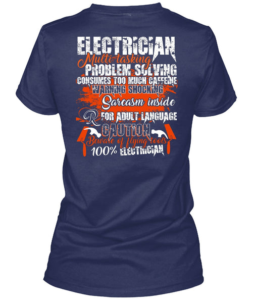 Electrician Multitasking T Shirt, Flying Tools 100% Electrician T Shirt