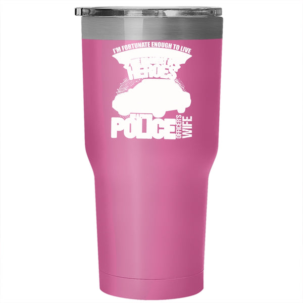 I'm A Proud Police Officer's Wife Tumbler 30 oz Stainless Steel, I Love My Police Officer Travel Mug