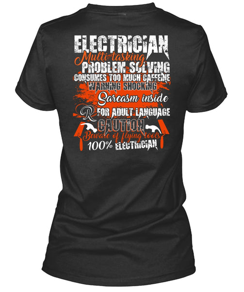Electrician Multitasking T Shirt, Flying Tools 100% Electrician T Shirt