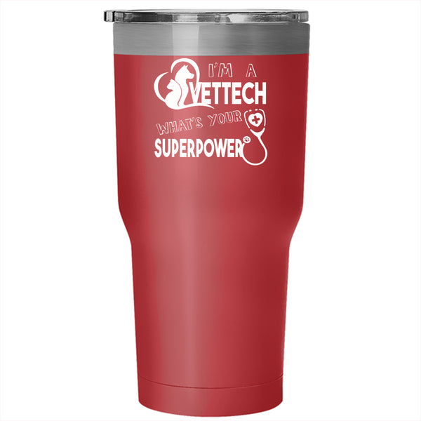 I'm A Vettech Tumbler 30 oz Stainless Steel, I Love Animals Travel Mug