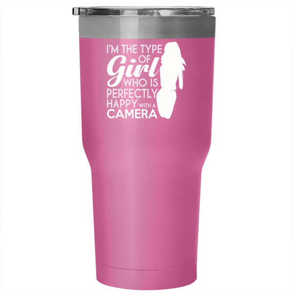 I'm Perfectly Happy With A Camera Tumbler 30 oz Stainless Steel, Cool Photographer Travel Mug