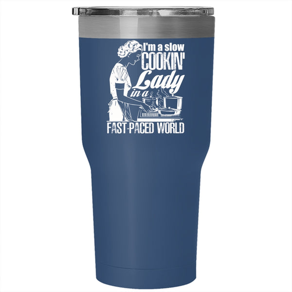 I'm A Slow Cooking Lady Tumbler 30 oz Stainless Steel, Funny Gift For My Mom Travel Mug