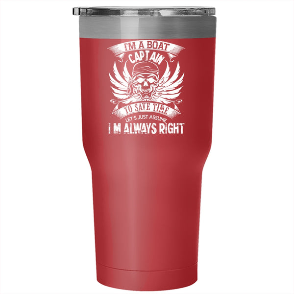 I'm A Boat Captain Tumbler 30 oz Stainless Steel, I Love Boating Travel Mug