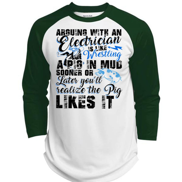 Arguing With An Electrician T Shirt, I Love Electrician T Shirt, Awesome T-Shirts  (Polyester Game Baseball Jersey)