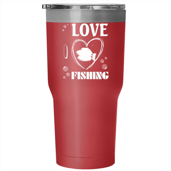 Love Fishing Tumbler 30 oz Stainless Steel, Lovely Gift For Fisher Travel Mug
