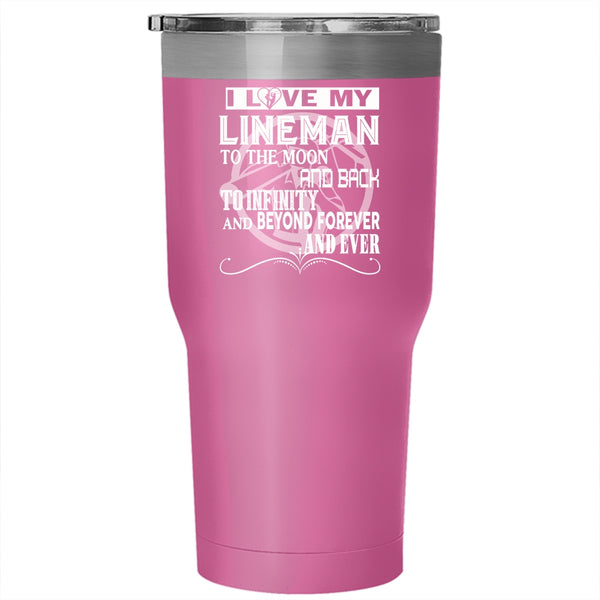 I Love My Lineman Tumbler 30 oz Stainless Steel, Cool Just Married Travel Mug
