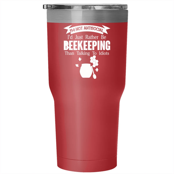 I'd Just Rather Be Beekeeper Tumbler 30 oz Stainless Steel, Funny Beekeeper Travel Mug