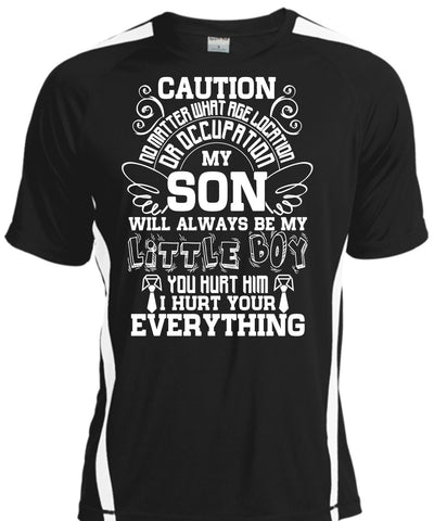 A black t-shirt with the shopify logo