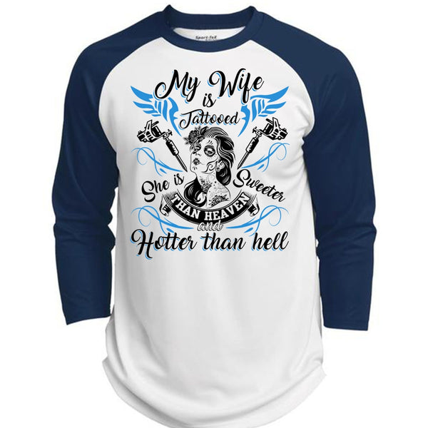 My Wife Is Tattooed T Shirt, I Love Wife T Shirt, Awesome T-Shirts  (Polyester Game Baseball Jersey)