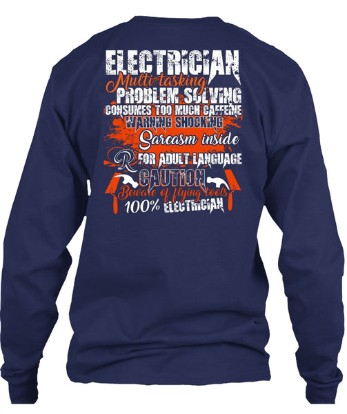 Electrician Multitasking T Shirt, Flying Tools 100% Electrician T Shirt