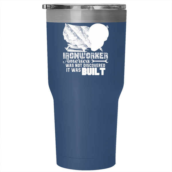 Ironworker America Was Not Discovered Tumbler 30 oz Stainless Steel, Cool Travel Mug