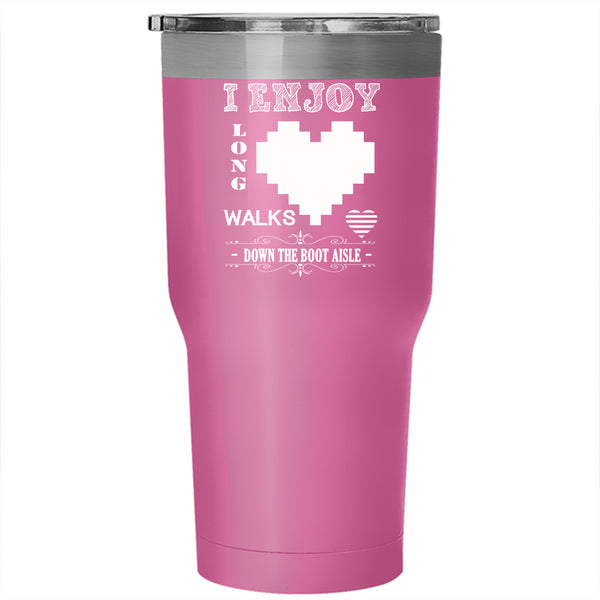 I Enjoy Long Romantic Walks Tumbler 30 oz Stainless Steel, Cute Heart Travel Mug