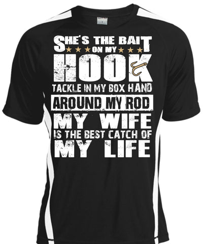 A black t-shirt with the shopify logo