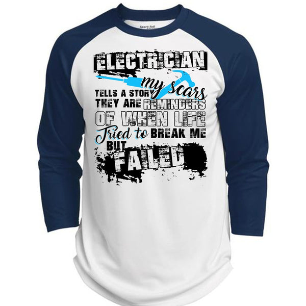 Electrician Tells A Story My Scars T Shirt, I Love Electrician T Shirt, Awesome T-Shirts  (Polyester Game Baseball Jersey)