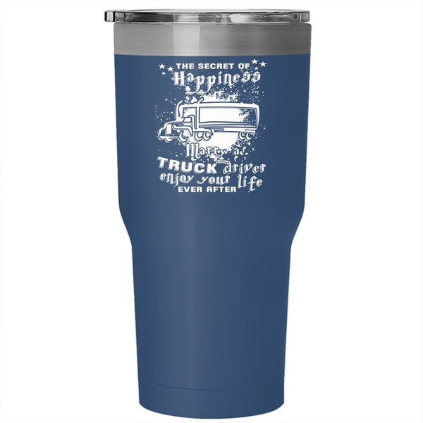 Marry A Truck Driver Tumbler 30 oz Stainless Steel, Cool Just Married Travel Mug
