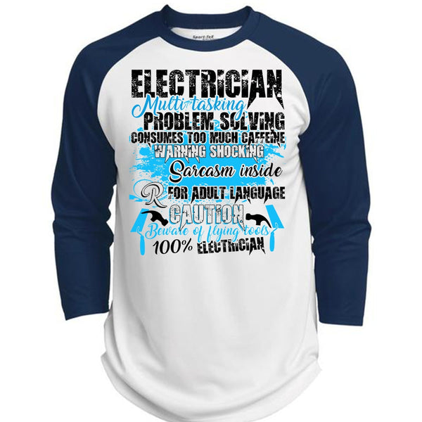 Electrician Multitasking T Shirt, I Love Electrician T Shirt, Awesome T-Shirts  (Polyester Game Baseball Jersey)
