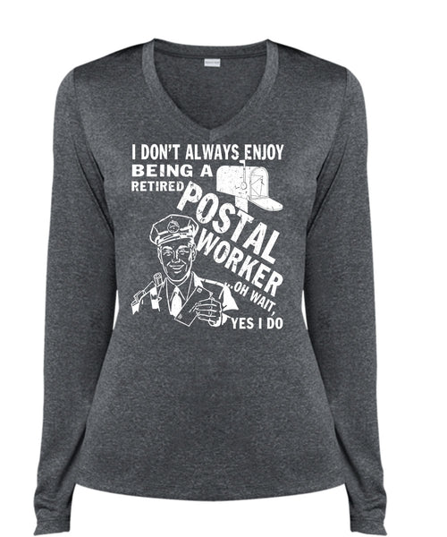 Being A Retired Postal Worker T Shirt, Being A Postman T Shirt, Cool Shirt (Ladies LS Heather V-Neck)