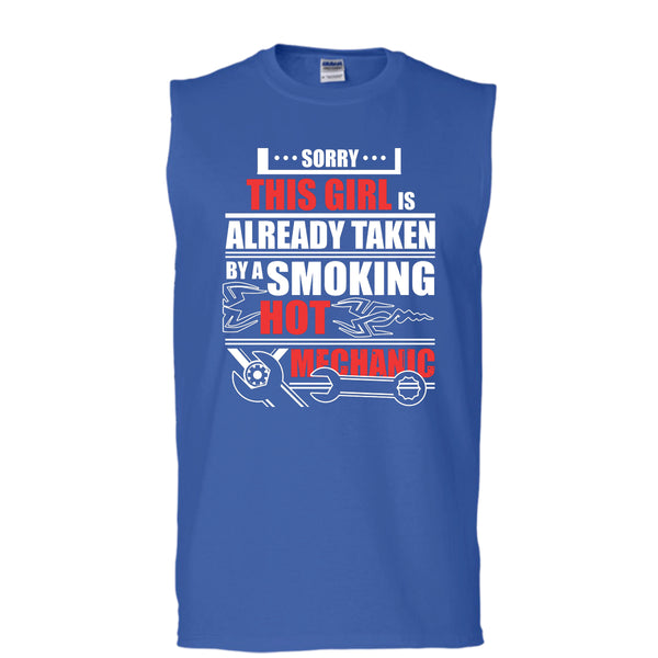 This Girl Already Taken T Shirt, By A Smoking Hot Mechanic T Shirt, Cool T Shirt (Men's Cotton Sleeveless)