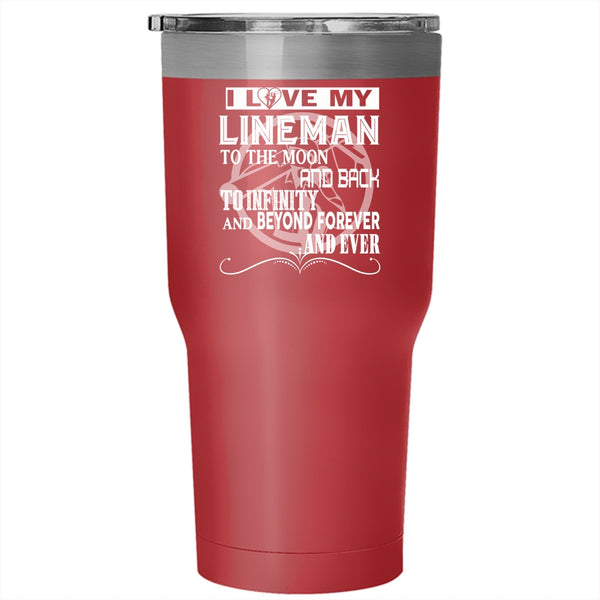I Love My Lineman Tumbler 30 oz Stainless Steel, Cool Just Married Travel Mug