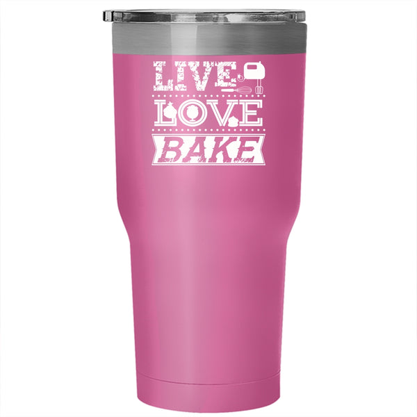 Live Love Bake Tumbler 30 oz Stainless Steel, I Love Baking Travel Mug