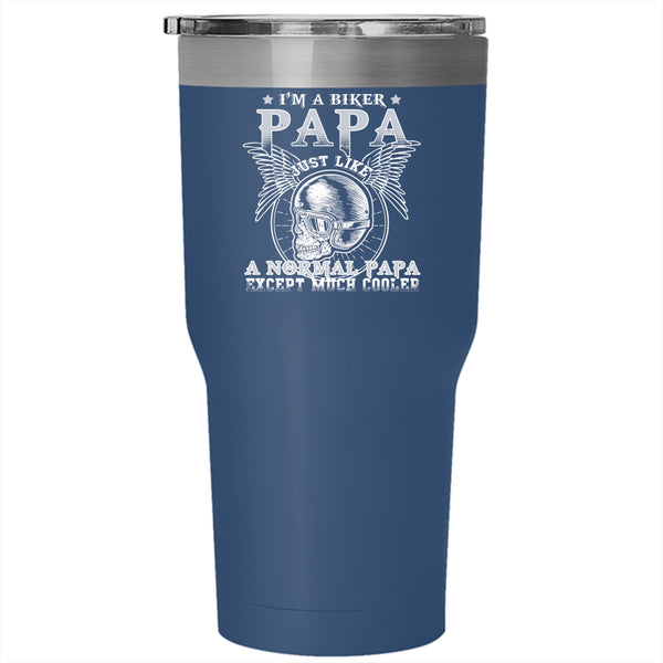 I'm A Biker Papa Tumbler 30 oz Stainless Steel, Cool Papa Travel Mug