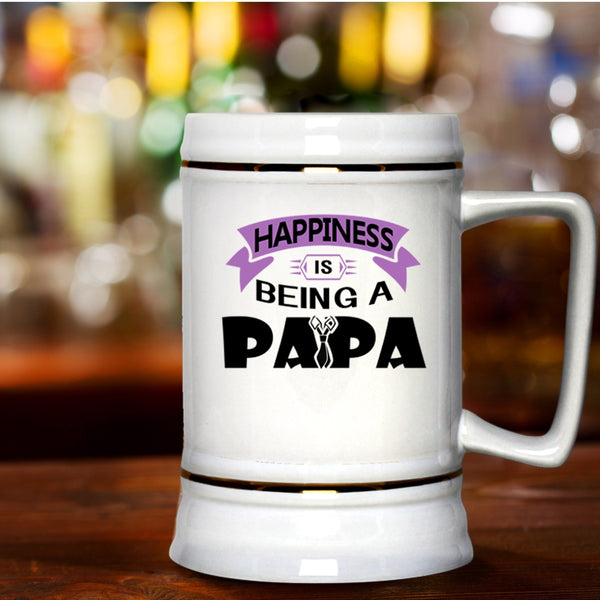 Being A Papa Beer Stein 22oz, Happiness Is Being A Papa Beer Mug