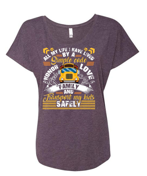 God My Family T Shirt, I Love Bus T Shirt, Cool Shirt (Ladies' Triblend Dolman Sleeve)