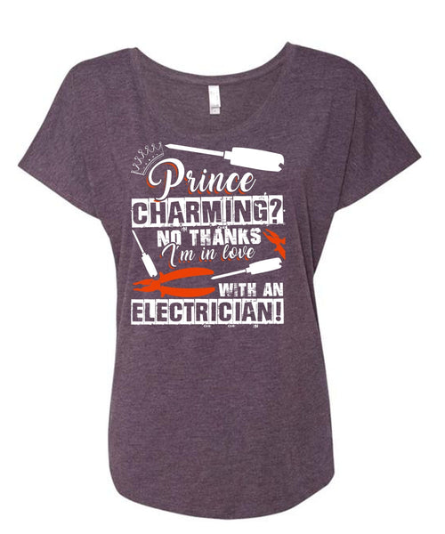 I'm In Love With An Electrician T Shirt, Being An Electrician T Shirt, Cool Shirt (Ladies' Triblend Dolman Sleeve)