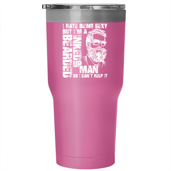 I'm A Bearded Inked Up Man Tumbler 30 oz Stainless Steel, Cool Gift For My Husband Travel Mug