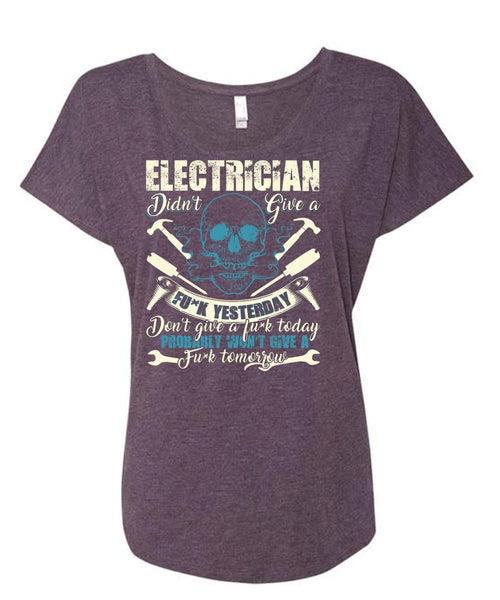 Calls Me An Electrician T Shirt, Being An Electrician T Shirt, Cool Shirt (Ladies' Triblend Dolman Sleeve)