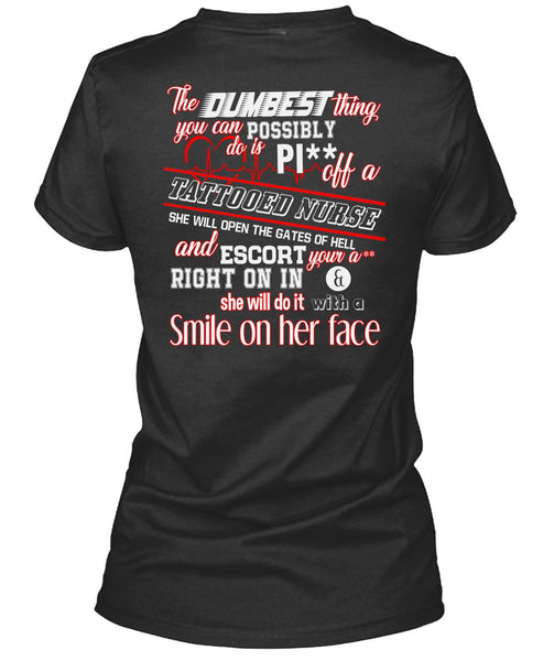 Being A Tattooed Nurse T Shirt, She Will Do It With A Smile T Shirt