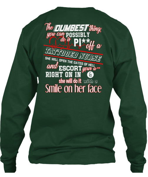 Being A Tattooed Nurse T Shirt, She Will Do It With A Smile T Shirt
