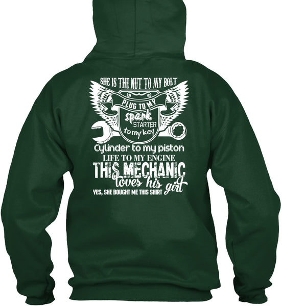 This Mechanic Loves His Girl T Shirt, She Is The Nut To My Bolt T Shirt