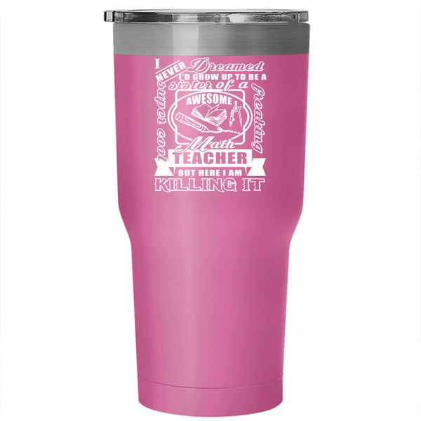 I'd Grow Up To Be A Cool Sister Tumbler 30 oz Stainless Steel, Math Teacher's Sister Travel Mug