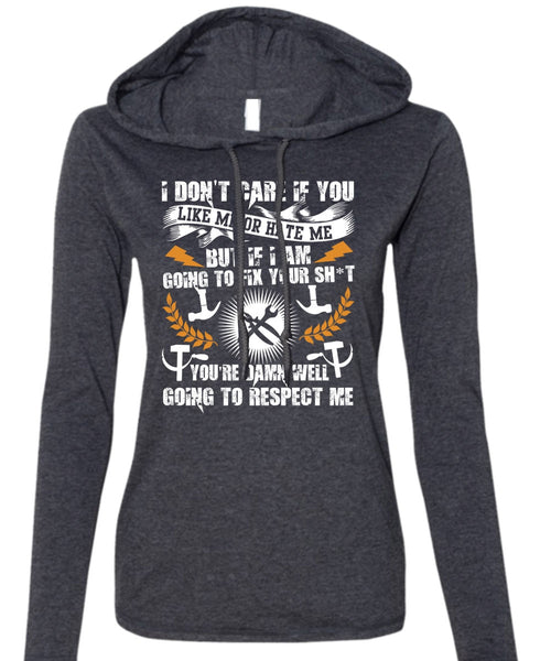 I Am Going To Fix T Shirt, Being An Electrician T Shirt (Anvil Ladies Ringspun Hooded)