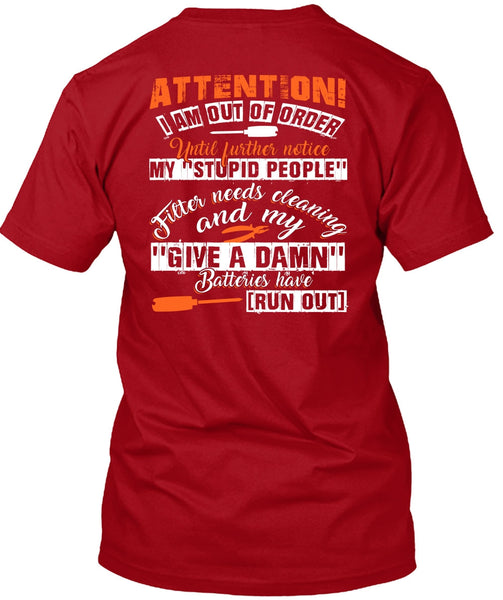 I Am Out Of Order T Shirt, Being An Electrician T Shirt