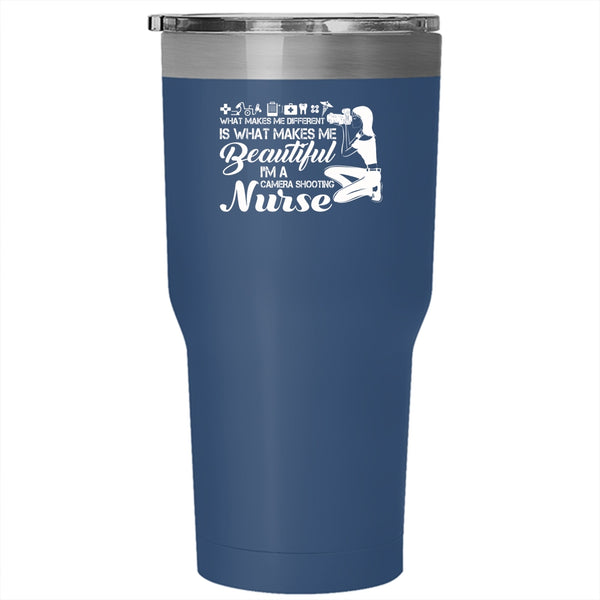 I'm A Camera Shooting Nurse Tumbler 30 oz Stainless Steel, Cool Nurse Travel Mug