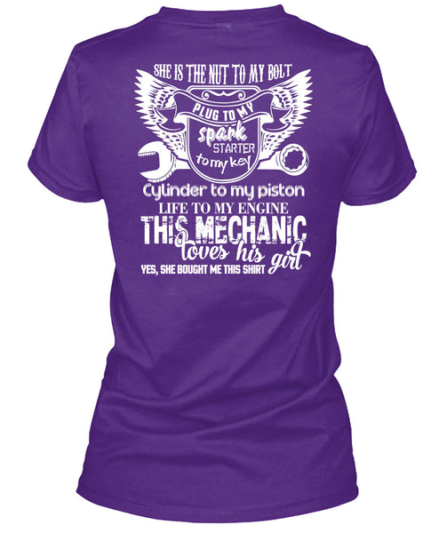 This Mechanic Loves His Girl T Shirt, She Is The Nut To My Bolt T Shirt