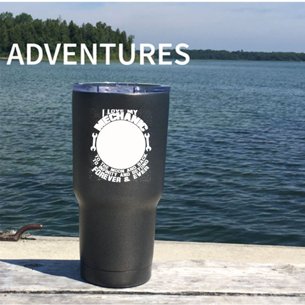 I Love My Mechanic To The Moon And Back Tumbler 30 oz Stainless Steel, Mechanic's Girlfriend Travel Mug