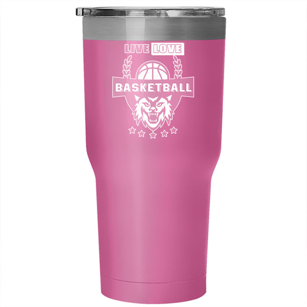 Live Love Basketball Tumbler 30 oz Stainless Steel, Cute Gift For Couple Travel Mug