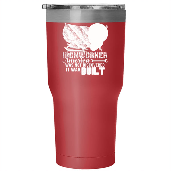 Ironworker America Was Not Discovered Tumbler 30 oz Stainless Steel, Cool Travel Mug