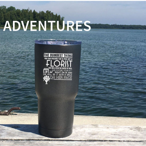 Florist Tumbler 30 oz Stainless Steel, I Love Flowers Travel Mug