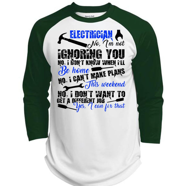 Electrician I'm Not Ignoring You T Shirt, I Love Electrician T Shirt, Awesome T-Shirts  (Polyester Game Baseball Jersey)