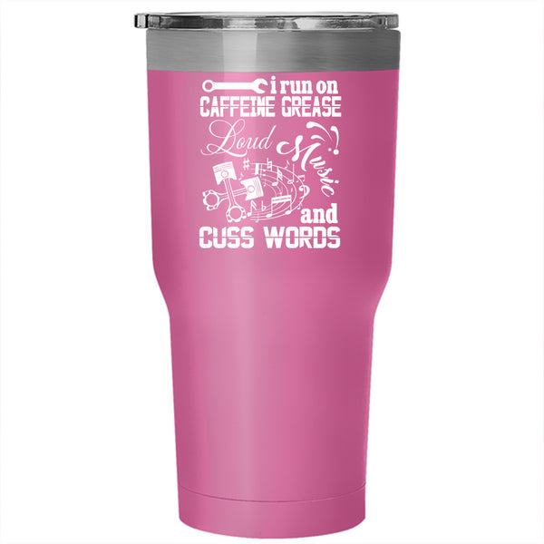 Loud Music And Cuss Words Tumbler 30 oz Stainless Steel, Cute Gift For Son Travel Mug