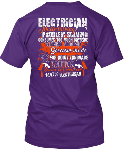 Electrician Multitasking T Shirt, Flying Tools 100% Electrician T Shirt