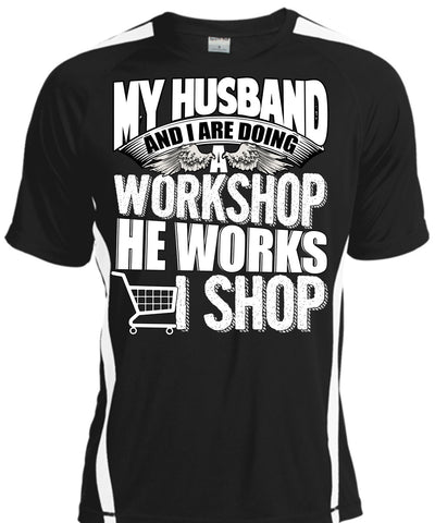 A black t-shirt with the shopify logo