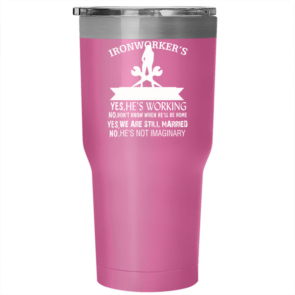 Ironworker's Wife Tumbler 30 oz Stainless Steel, Cool Just Married Travel Mug