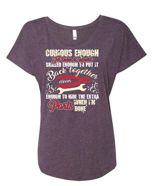 Curious Enough To Take It Apart T Shirt, Being An Electrician T Shirt, Cool Shirt (Ladies' Triblend Dolman Sleeve)