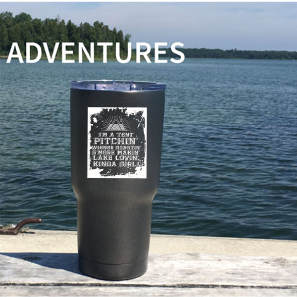 I'm A Tent Pitching Tumbler 30 oz Stainless Steel, I Love Camping Travel Mug